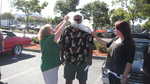 Mike gets bubble wrapped for safety.