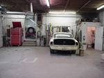 Barracuda, Rear shot, trunk lid removed.
Nice 8 1/2" of tread contact patch on those custom 15" small bolt pattern wheels.